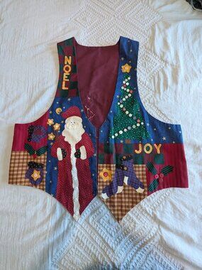 Vintage 1980-90s Handmade Christmas Vest, M